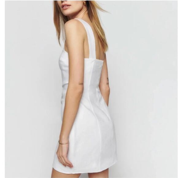 REFORMATION Reformation Kerrigan Linen Mini Dress White size 6 NWT - Picture 3 of 9